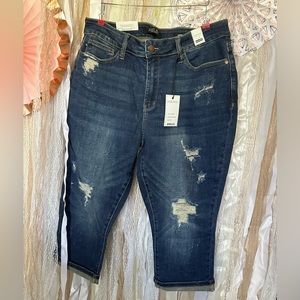 #23 Judy Blue 16w Distressed Capri NWT SUPER CUTE